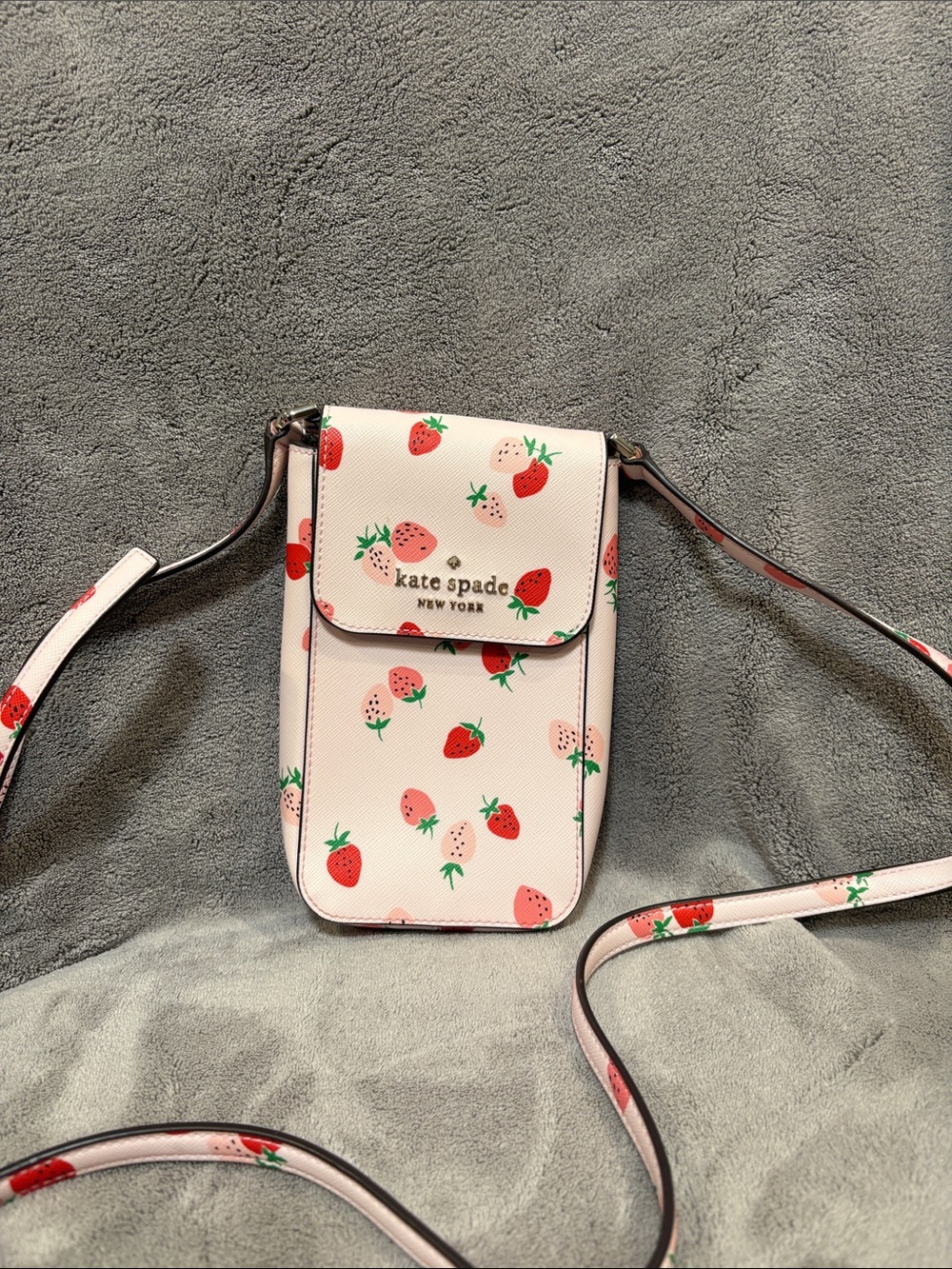 kate spade Pink Strawberry Print Crossbody Phone Pouch